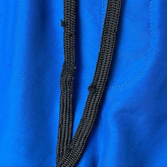 Adidas Solid Royal Blue White Track Stripes Swim Trunks w/ Pockets Drawstring L - Picture 5 of 11